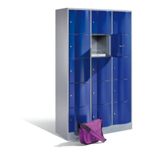 Armoire de rangement C+P Resisto, 15 compartiments, H1950xL1150xP540mm face avant gentiane bleue corps gris clair