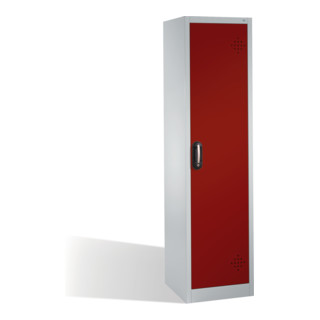 Armoire d'environnement C+P avec porte battante, 4 bacs en polyéthylène, H1950xL500xP500mm Façade rouge rubis Corps gris clair