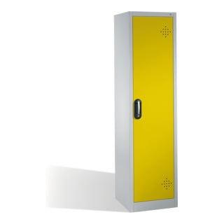 Armoire d'environnement C+P avec porte battante, 4 tablettes pour bacs, H1950xL500xP500mm Façade jaune trafic Corps gris clair