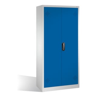 Armoire d'environnement C+P avec portes battantes, 4 bacs en polyéthylène, H1950xL930xP500mm Façade bleu gentiane Corps gris clair