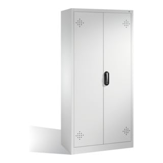 Armoire d'environnement C+P avec portes battantes, 4 bacs en polyéthylène, H1950xL930xP500mm Façade gris clair Corps gris clair