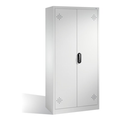 Armoire d'environnement C+P avec portes battantes, 4 bacs en polyéthylène, H1950xL930xP500mm Façade gris clair Corps gris clair