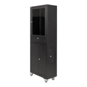 Armoire d'ordinateur STIER avec tiroir, portes et roulettes, 1 750x650x550 mm, noire-1