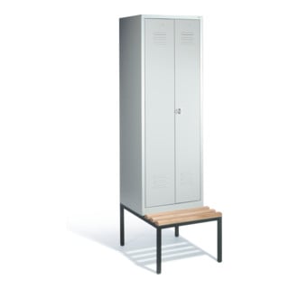 C+P Doppelspind Classic avec banc, 2 compartiments, H2090×I610×P500/815mm façade gris clair corps gris clair