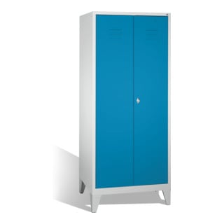 C+P Double poste Classic sur pieds, 2 compartiments, H1850×I810×P500 mm, façade bleu clair, corps gris clair