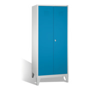 C+P Double poste Classic sur pieds, 2 compartiments, H1850×I810×P500 mm, façade bleu clair, corps gris clair-1