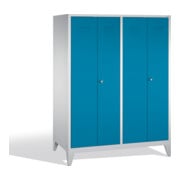 C+P Double colonne Classic sur pieds, 4 compartiments, H1850×I1590×P500mm Face bleu clair Corps gris clair-1