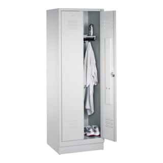 C+P Double-broche Classic sur socle, 2 compartiments, H1800×I610×P500mm, façade gris clair, corps gris clair