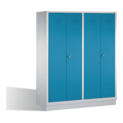 C+P Double broche Classic sur socle, 4 compartiments, H1800×I1590×P500 mm, face bleu clair, corps gris clair-1