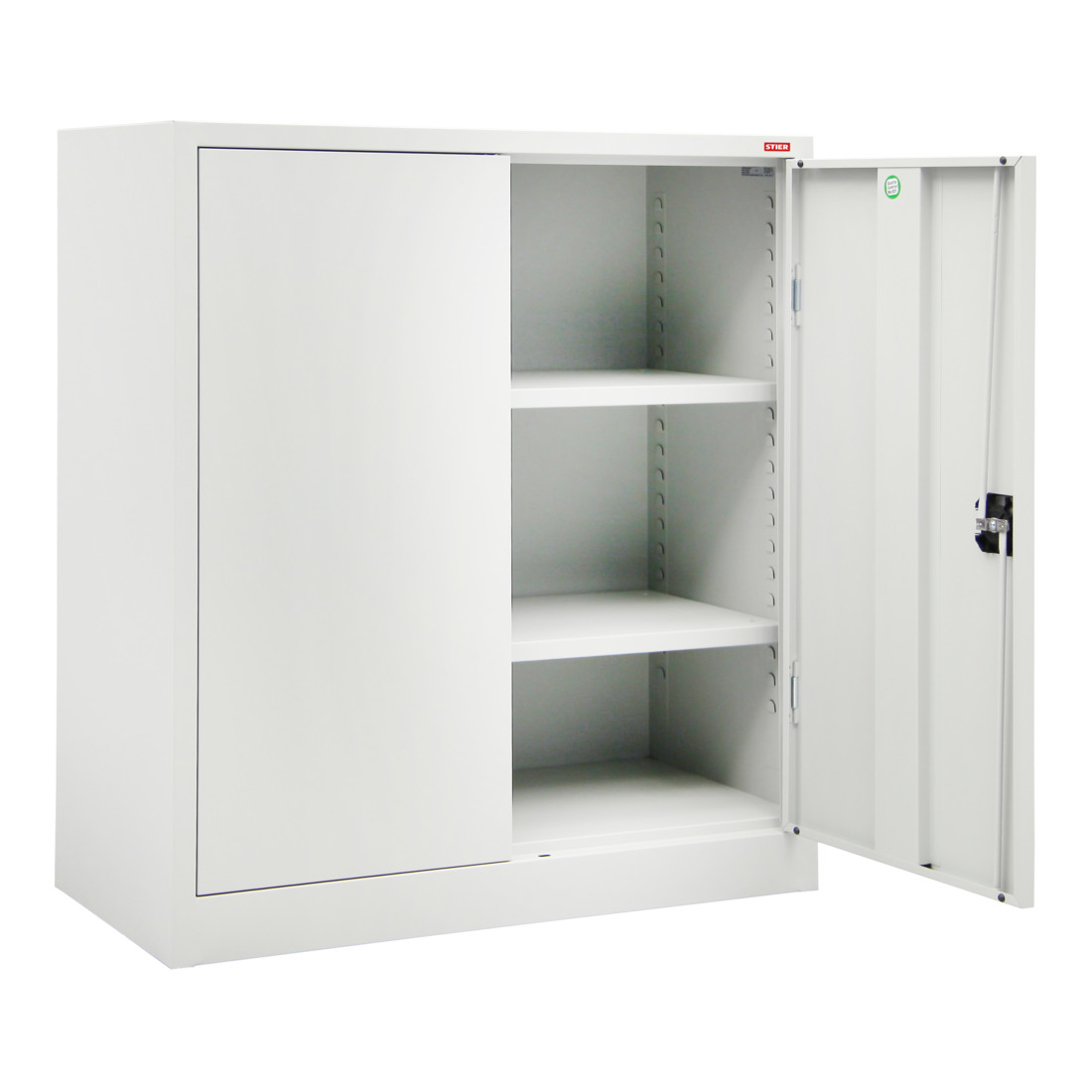Armoire d'outillage STIER avec 2 tablettes 1 000x800x380 mm, gris clair, soudée