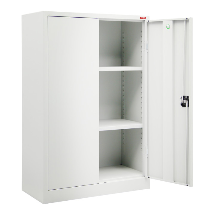 Armoire d'outillage STIER avec 2 tablettes 1200x920x420 mm, gris clair, soudée