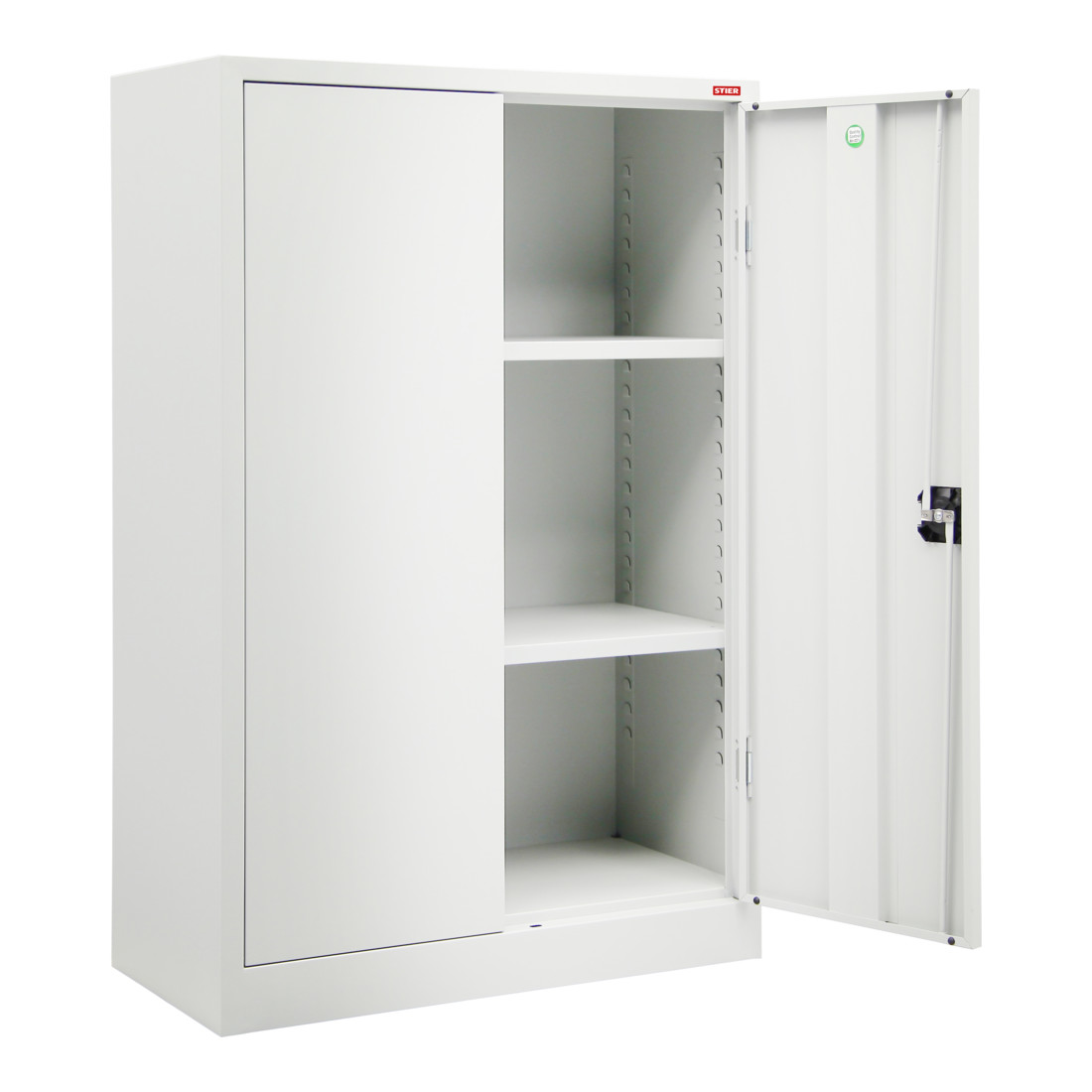 Armoire d'outillage STIER avec 2 tablettes 1200x920x420 mm, gris clair, soudée