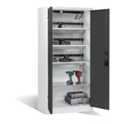 Armoire pour batteries C+P pour 15 outils éléctriques, H 1 950 x l 930 x P 500 mm, gris anthracite/gris clair-2