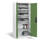 Armoire pour batteries C+P pour 15 outils éléctriques, H 1 950 x l 930 x P 500 mm, vert réséda/gris clair-2