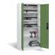 Armoire pour batteries C+P pour 15 outils éléctriques, H 1 950 x l 930 x P 500 mm, vert réséda/gris clair-4