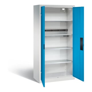 Armoire pour batteries C+P pour 5 outils éléctriques, H 1 950 x l 930 x P 500 mm, bleu clair/gris clair
