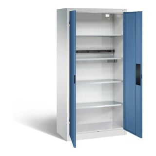 Armoire pour batteries C+P pour 5 outils éléctriques, H 1 950 x l 930 x P 500 mm, bleu distant/gris clair