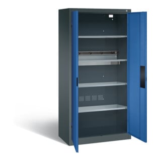 Armoire pour batteries C+P pour 5 outils éléctriques, H 1 950 x l 930 x P 500 mm, bleu gentiane/gris anthracite