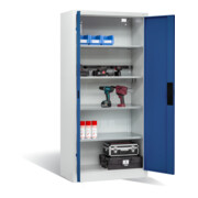 Armoire pour batteries C+P pour 5 outils éléctriques, H 1 950 x l 930 x P 500 mm, bleu gentiane/gris clair-2