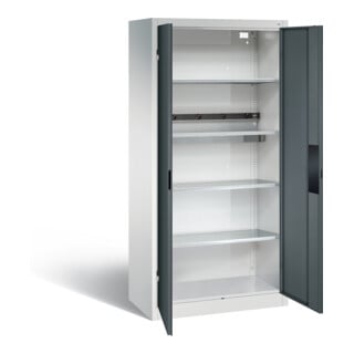 Armoire pour batteries C+P pour 5 outils éléctriques, H 1 950 x l 930 x P 500 mm, gris anthracite/gris clair