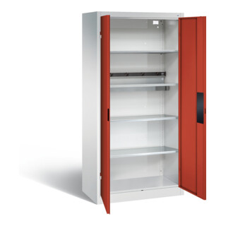 Armoire pour batteries C+P pour 5 outils éléctriques, H 1 950 x l 930 x P 500 mm, rouge feu/gris clair