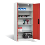 Armoire pour batteries C+P pour 5 outils éléctriques, H 1 950 x l 930 x P 500 mm, rouge feu/gris clair-2