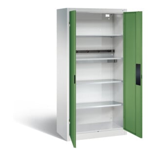 Armoire pour batteries C+P pour 5 outils éléctriques, H 1 950 x l 930 x P 500 mm, vert réséda/gris clair