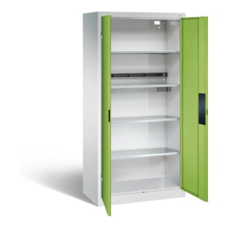 Armoire pour batteries C+P pour 5 outils éléctriques, H 1 950 x l 930 x P 500 mm, vert viridine/gris clair