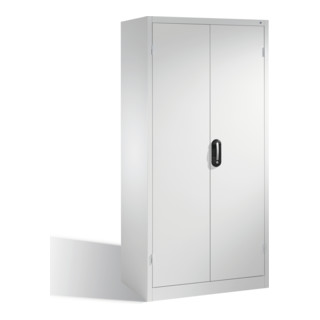 Armoire pour charges lourdes C+P avec portes battantes, 3 tablettes et 3 tiroirs, H1950xL930xP600mm Façade gris clair Corps gris clair