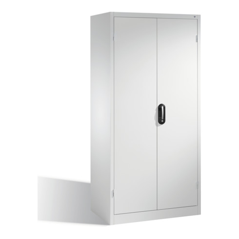 Armoire pour charges lourdes C+P avec portes battantes, 3 tablettes et 3 tiroirs, H1950xL930xP600mm Façade gris clair Corps gris clair