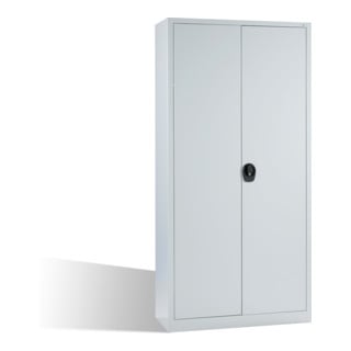 Armoire universelle avec portes pivotantes C+P, 4 tablettes galvanisées à l'intérieur, 1950x935x400 mm (HxlxP), façade gris clair, corps gris clair