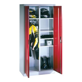 Armoire vestiaire Acurado de C+P avec portes battantes, H1950xL930xP500mm Façade rouge rubis Corps gris clair