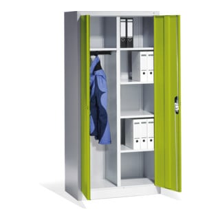 Armoire vestiaire Acurado de C+P avec portes battantes, H1950xL930xP500mm Façade vert viridine Corps gris clair