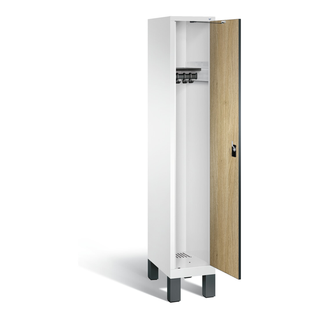 C+P Armoire à vêtements Evolo, H1850×I320×P500mm, façade décor chêne Sereno, corps blanc trafic (48010-10)