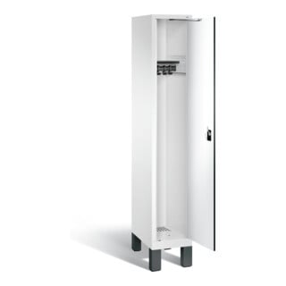 C+P Armoire à vêtements Evolo, H1850×I320×P500 mm, façade décor blanc, corps blanc trafic (48010-10)