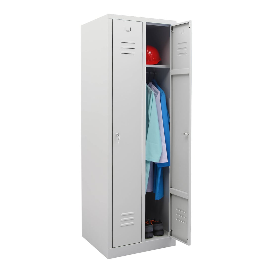 Armoire-vestiaire STIER, 2 compartiments, 1 800x590x500 mm, gris clair