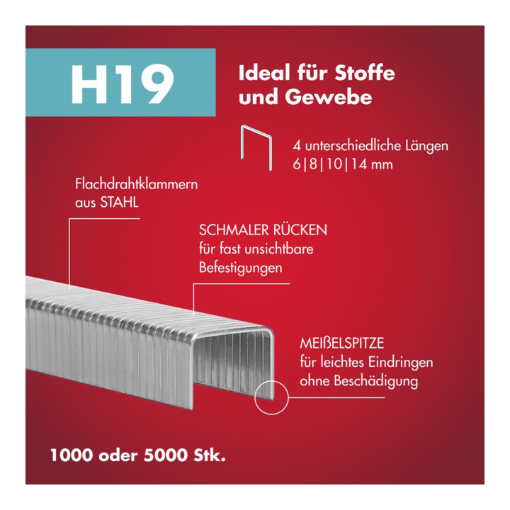 Arrow Fastener Klammer Feindraht H19 verzinkt Stahl