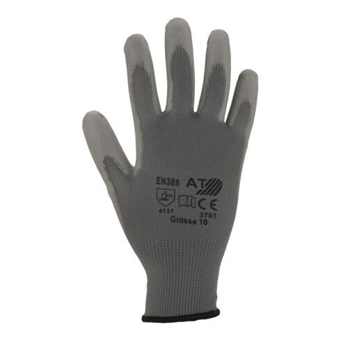 Asatex Handschuhe PU grau Nylon Feinstrick mit Strickbund