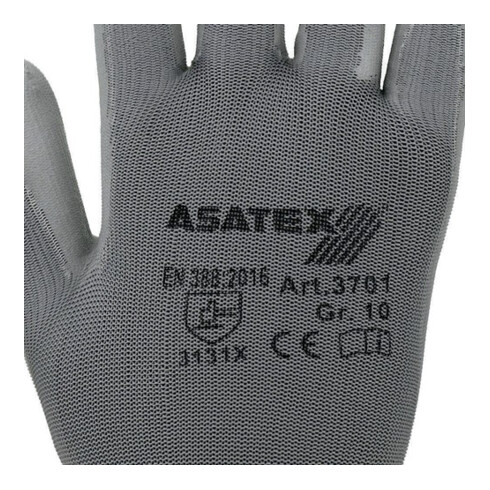 Asatex Handschuhe PU grau Nylon Feinstrick mit Strickbund
