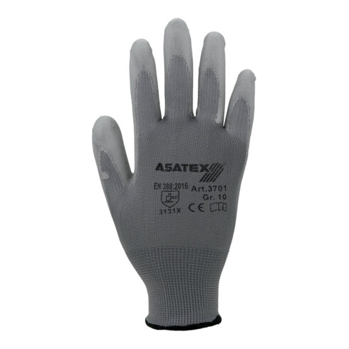 Asatex Handschuhe PU Gr.9 grau Nylon Feinstrick m.Strickbund