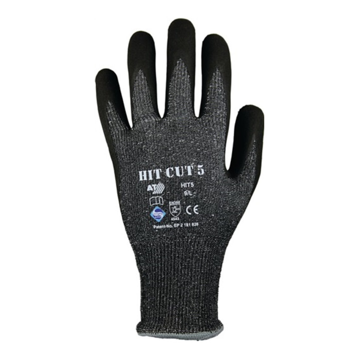Asatex Schnittschutzhandschuhe HIT CUT 5 Gr.9 grau/schwarz EN 388 Kat.II 12 PA