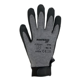 Asatex Strickhandschuhe PVC-beschichteter Strickbund mit Klettverschluss grau