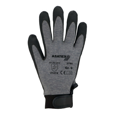 Asatex Strickhandschuhe PVC-beschichteter Strickbund mit Klettverschluss grau