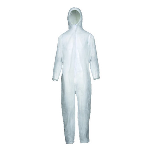 ASATEX Tuta da lavoro in PP monouso, bianco, Tg. Unisex: XL