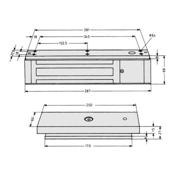 Assa Abloy effeff Flächenhaftmagnet kpl.mit Gegenplatte 828-44
