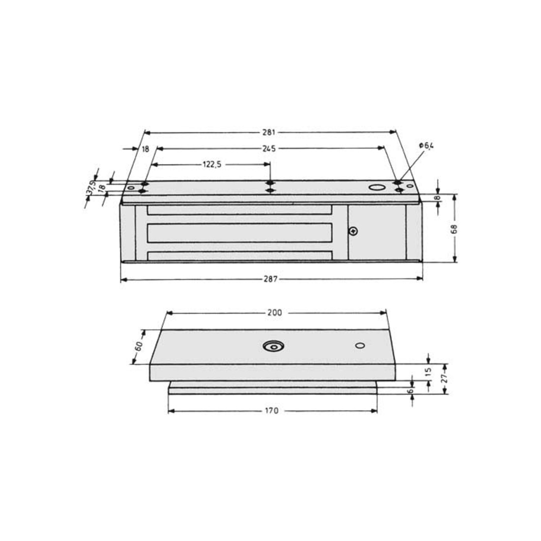 Assa Abloy effeff Flächenhaftmagnet kpl.mit Gegenplatte 828-44