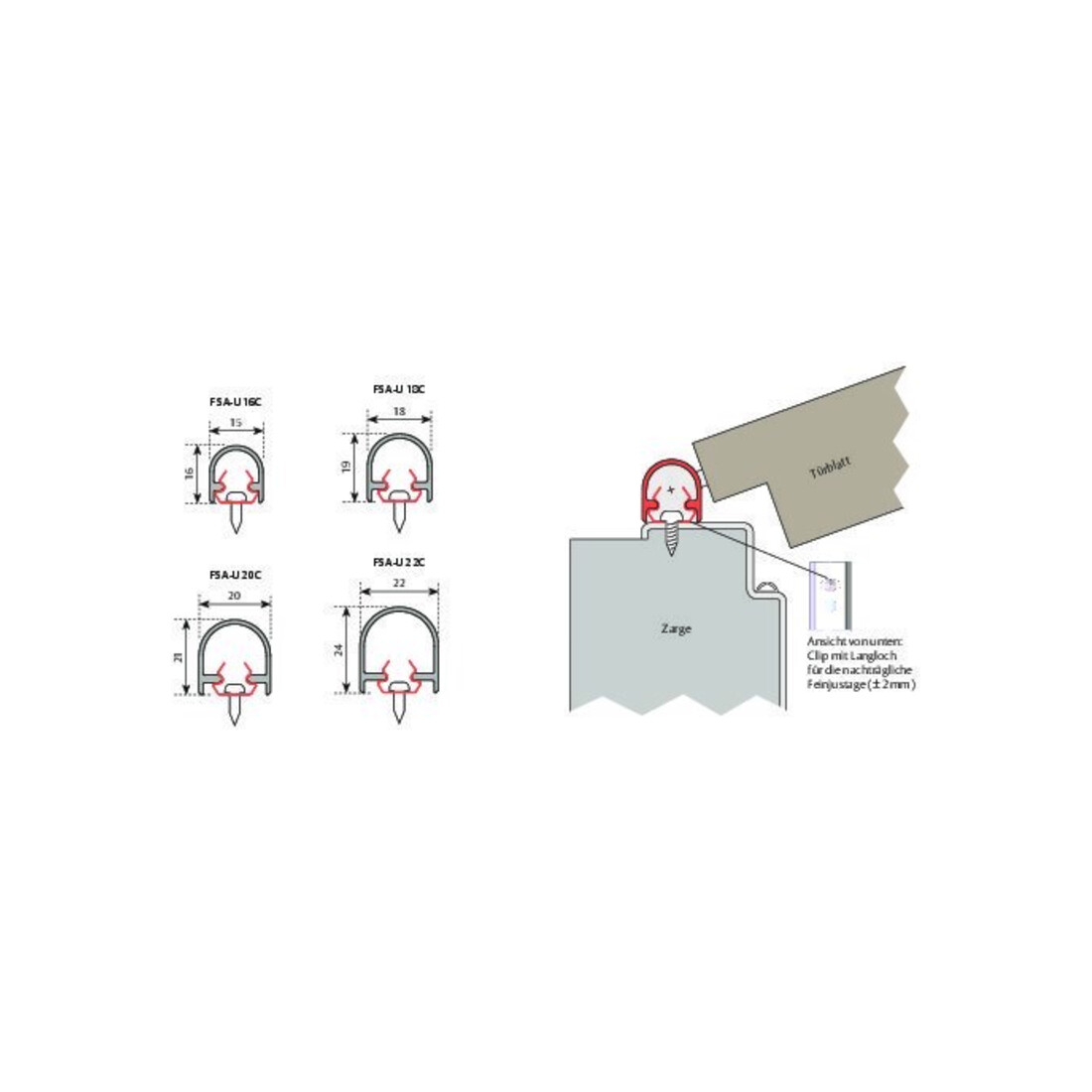ASSA ABLOY FSA 8100 U16-Clip Edelstahl elox.1755 mm