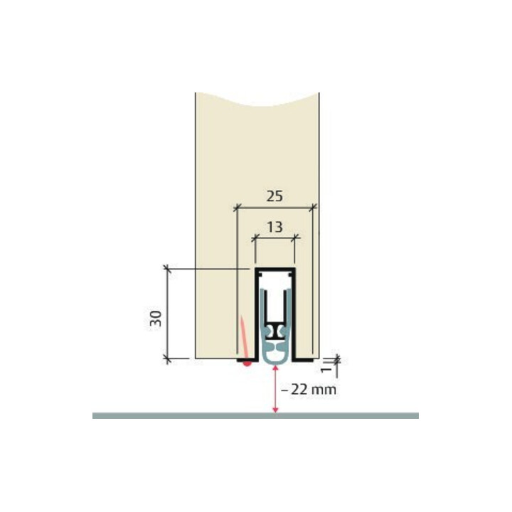 ASSA ABLOY Joint d’étanchéité à descente Planet FT-pl FH+RD 1050 mm