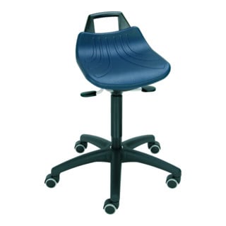 Assis-debout à roulettes STIER, hauteur d'assise 520-710 mm, assise en PU, avec poignée