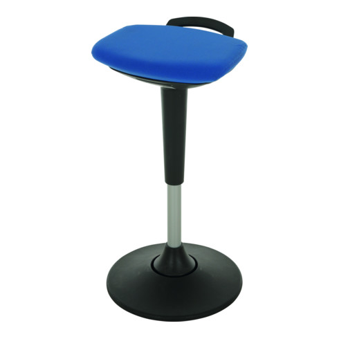 Assis-debout multiposition STIER avec pied à disque, hauteur d'assise 600-840 mm, bleu